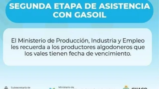 Producción respalda al sector algodonero chaqueño con inversión ($ 16,5 millones en combustible)