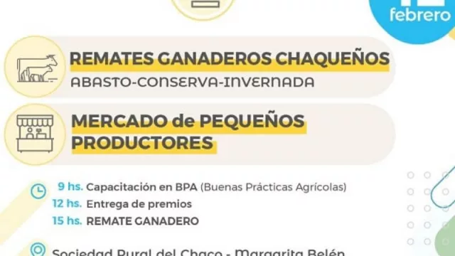 El primer remate ganadero del año será el miércoles 12 en Margarita Belén (evento del programa Remates Ganaderos Chaqueños)