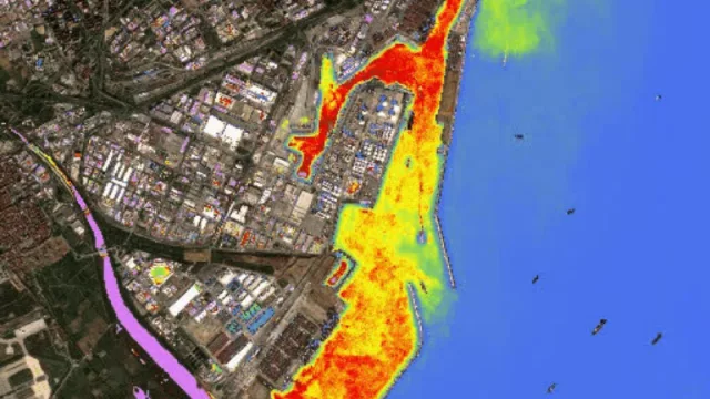 Fregata Space determina la calidad del aire y del agua en cualquier lugar del planeta y en cualquier momento vía imágenes satélitales. Aquí el puerto de Barcelona.