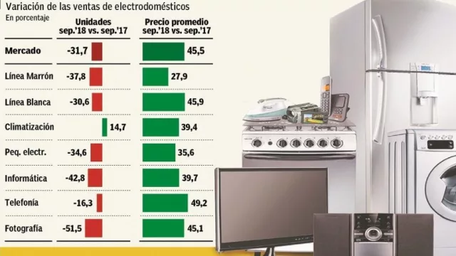 Por inflación y tasas altas, se desplomó 32% la venta de electrodomésticos en septiembre