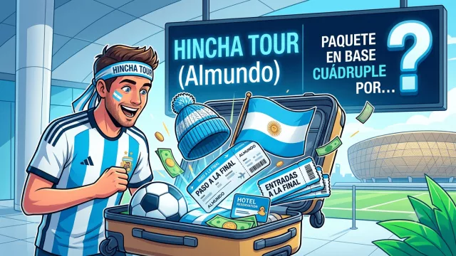 Hincha Tour (Almundo) tiene gorro, bandera, vincha, pasaje, hotel y entradas a la final (paquete en base cuádruple por…)